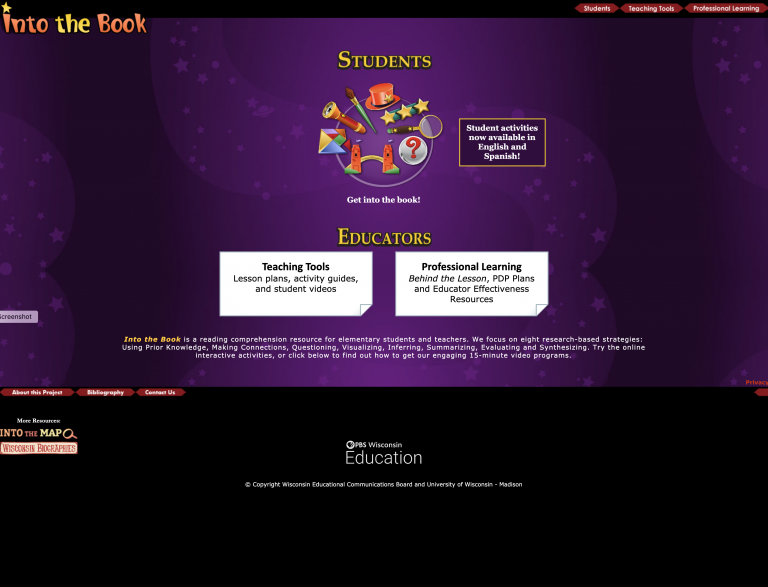 Into the Book PBS Wisconsin Education Web Site