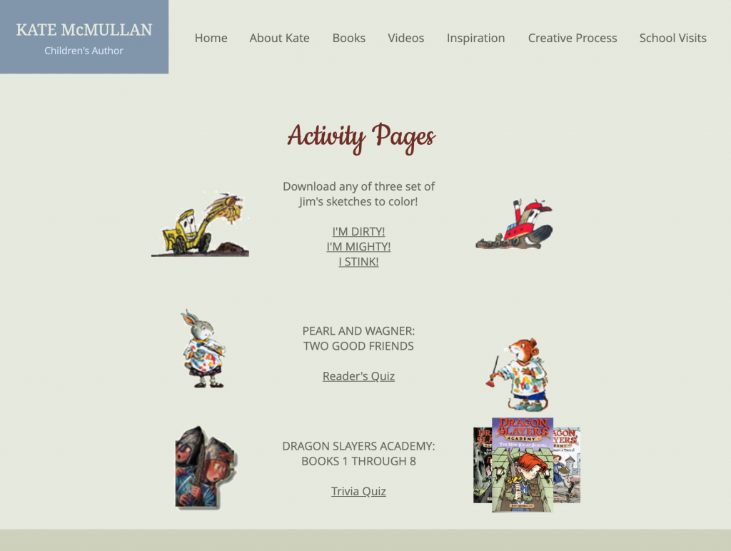 Kate McMullan Activity Web Page
