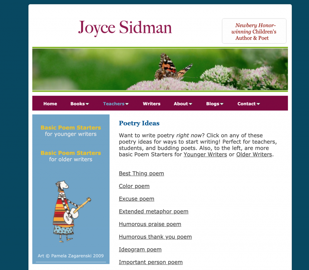 Joyce Sidman Web Site