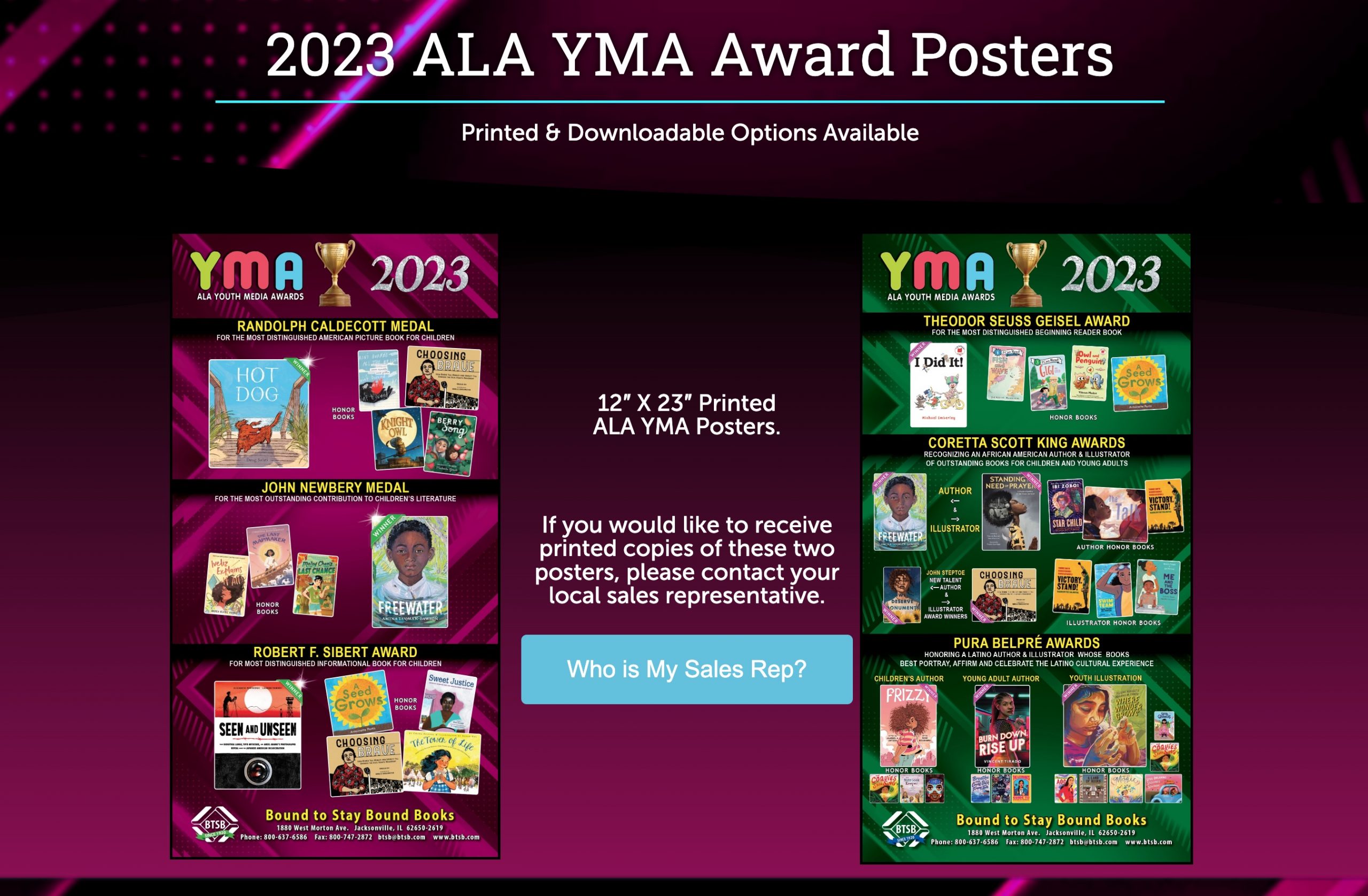 2023 ALA Youth Media Award POSTERS Bound to Stay Bound Books